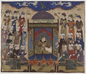 タハティタクディスに着席したクスローパルヴィス、1425年〜50年頃 作： Indian School