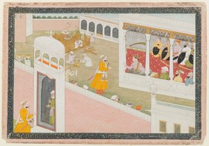 分散ハミルハスシリーズの葉、1800-1810（紙に不透明なトイレと金） 作： Indian School