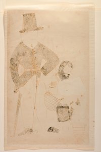 マハントが刑務所でオイルプレスを回す、カリガットアルバム、1880年頃（水彩）