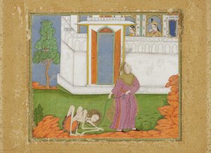 Majnunはabject状態、c.1700（紙に不透明なトイレとゴールド）に縮小されます。 作： Indian School