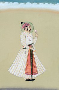 マハラナ・アマール・シン・ウダイプールの細密画 作： Indian School