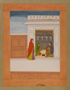 ポーシャの月、バラマサシリーズのページ、1750年頃（紙と紙に金） 作： Indian School