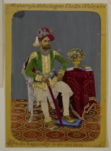 Mss Eur G.38/2 f.90 ウダイプールのモティ・シン、1870年頃（紙に水彩と金） 作： Indian School