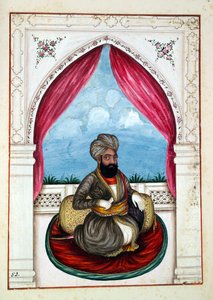 パンジャブ王国出身のNawab Mohammad Akhbar Khan、その統治者と首長、第II巻、正体不明のインド人アーティストによる水彩画研究30巻、1840年頃（紙にwc） 作： Indian School