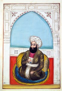 パンジャブ王国出身のNawab Synd Mohammad Khan、その支配者と首長、第II巻、正体不明のインド人アーティストによる水彩画研究30巻、1840年頃（紙にwc） 作： Indian School