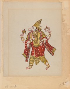 さまざまな職業のインド人を示す9つの画像のセットの1つ（紙にトイレ） 作： Indian School