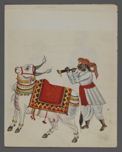 さまざまな職業のインド人を示す9つの画像のセットの1つ（紙にトイレ） 作： Indian School
