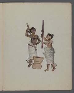 さまざまな職業のインド人を示す9つの画像のセットの1つ（紙にトイレ） 作： Indian School