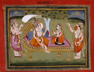 または。 13805 f.373 王位に就くラーマ王、カルラマ作「バガヴァタプラーナ（祝福された主のプラーナ）」の挿絵