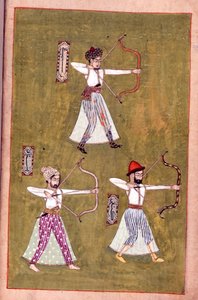 または 14143 fol.16v 射手、「Hidayat al-rami」から (色リソ) 作： Indian School