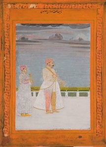 ミルザフセインラザカーンの肖像、1780年頃（不透明なトイレと紙の上の金） 作： Indian School