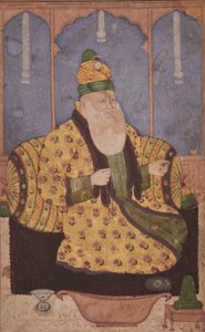 スーフィーシェイクの肖像、1670年頃（紙に不透明なトイレと金） 作： Indian School