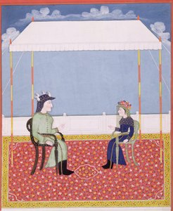 イギリスの植民地時代のカップルの肖像画 作： Indian School