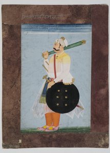 1820年のラトールの首長Ridmalの肖像画（インドの紙にガッシュを取り付け、茶色の紙の枠を合成） 作： Indian School