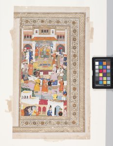 Raja With Courtiers (pen, ink, gouache and gold leaf on parchment)   1450448   ja       japanese Successfully Translated  Original: Bushey Churchyard with the Tombs of Edridge, Hearne and H. Monro Translat: Bushey Churchyard with the Tombs of Edridge, Hear 作： Indian School