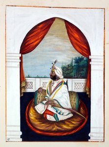 パンジャブ王国出身のRajah Sher Singh、その統治者と首長、第1巻、正体不明のインド人アーティストによる水彩画研究27巻、1840年頃（紙にwc） 作： Indian School
