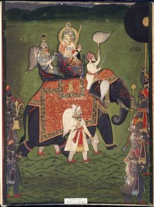 Mewar の Rana Jawan Singh (紙に水彩) 作： Indian School