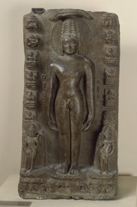 最初のティルタンカラ、Vrishabhaを描いたレリーフ 作： Indian School