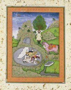 白い悪魔を殺すロスタム、「Shahnama」（王の書）のイラスト、Abu