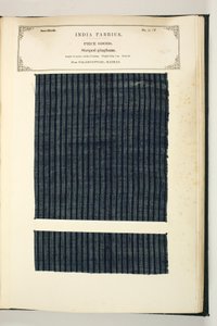 1866年に出版されたジョンフォーブスワトソンによる「インドの繊維製造業者のコレクション」からのストライプギンガム、パラマンコタ、マドラス、ピースグッズ 作： Indian School