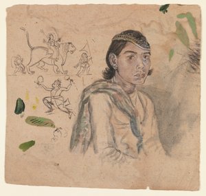 青春の研究、1800年頃（紙にインクと淡色） 作： Indian School