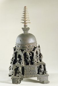 ビハール州ナーランダ、パラのストゥーパ（ブロンズ 作： Indian School