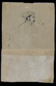 Sultan Khurram（Shah Jahan）（紙にインク） 作： Indian School