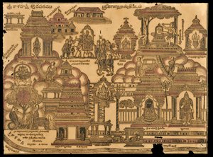 寺院（木版画） 作： Indian School