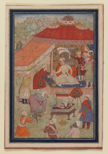 テントの野営地、1580-1595（紙に不透明なトイレと金） 作： Indian School