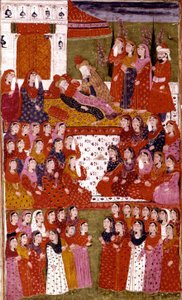 アブバクルの死、ハムライハイダリのイラスト、Mirza Muhammad Rafi Bazil、1808 作： Indian School