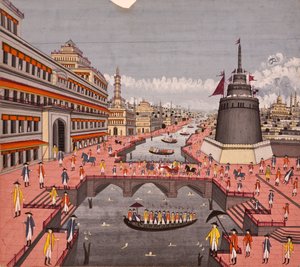 ジャウンプールのガート、1780年頃（紙に不透明なトイレ） 作： Indian School