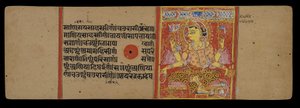 神のインドラの即位、1411 作： Indian School