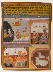 拘束されていない成熟したヒロイン、1660〜1690年頃（紙に不透明なトイレと金） 作： Indian School