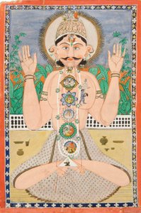 微妙な体とチャクラ、パンジャブヒルズ、1850年頃 作： Indian School