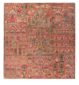 神々と救世主の世界。ヴィヴィド・ティルタ・パッタ(Vividh Tirtha-patta) 作： Indian School