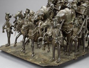 象に乗った英国駐在員とウード国王の騎馬隊 1820年頃（ブロンズ）（119069のディテール 作： Indian School