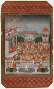 ダラ・シコーの初婚、1875-1900（紙に不透明なトイレと金） 作： Indian School