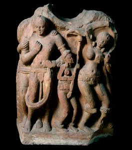 富裕な宮廷人ヴァサンタセーナ（彫刻、クシャン帝国 作： Indian School