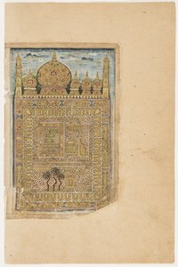 メディナの預言者の墓、Dala&39;il al-Khayrat（預言者ムハンマドのための祈りのコレクション）、1660年頃（不透明な水彩画と紙に金）（3702788の直腸）