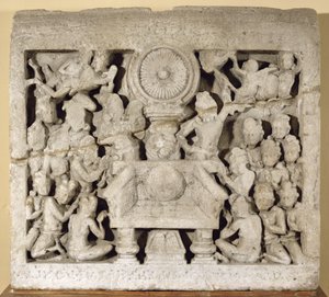 仏教シンボルの崇拝、Amaravati（石灰岩） 作： Indian School
