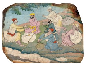 18世紀半ば、道端で音楽を楽しむ旅行者 作： Indian School
