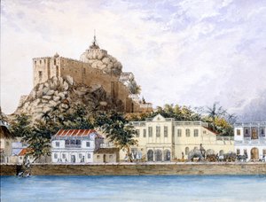 不明な町、c.1830（紙とトイレとガッシュ） 作： Indian School