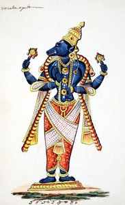 Vishnuのイノシシのアバター、Varaha（紙のトイレ） 作： Indian School