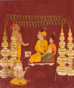 ブラフマーの前での結婚式、1680年頃 作： Indian School