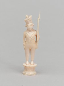 白いポーン、チェスの駒、インド、1820年頃 作： Indian School