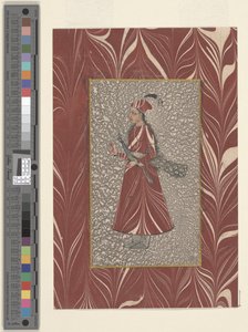 孔雀を抱く女 ビジャプール 1660年頃 （紙に墨・水彩 作： Indian School