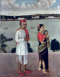 ゴア学校のパノ出身の若い女性と赤ちゃんを持つアングラカの若い男 作： Indian School