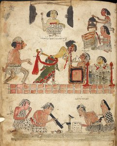 音楽を演奏し、踊り、喫煙する人々、「Serat Damar Wulan」または「The Romance of Damar Wulan」のイラスト (紙にペンとインク、水彩)