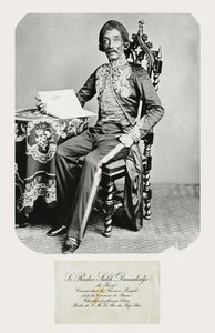 ラーデンサレと彼の名刺の肖像、c.1850-70（bw写真と彫刻）
