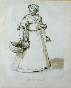 厨房のメイド（紙にペン、インク 作： Inigo Jones